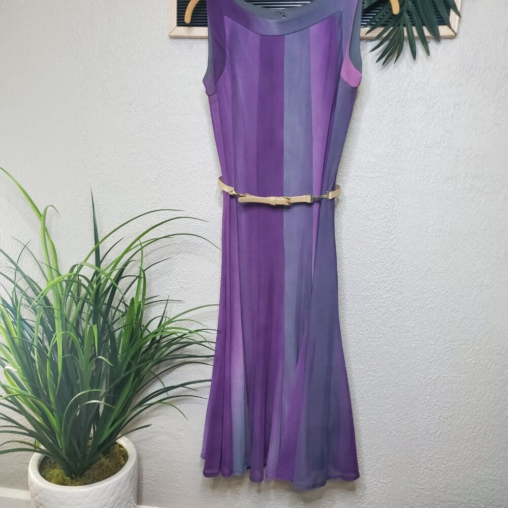 Shades of Purple a line flair w/scoop neck sleeveless stretchy Size 6